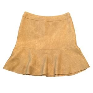 Gap Women’s Flare Wool Skirt Solid Khaki Beige Above Knee Fully Lined Fluted Hem